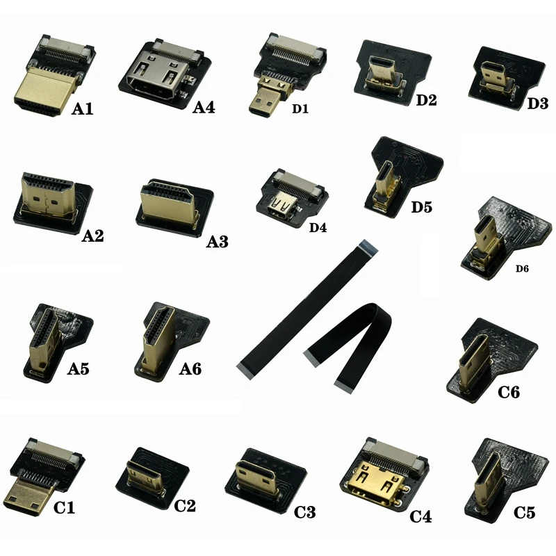 Band Flache FPV HDMI-kompatibel-Kabel Micro HD Zu Mini HDMI-kompatibel 90 Grad Adapter 5 cm-80 cm FPC Pitch 20pin Stecker Stecker Image