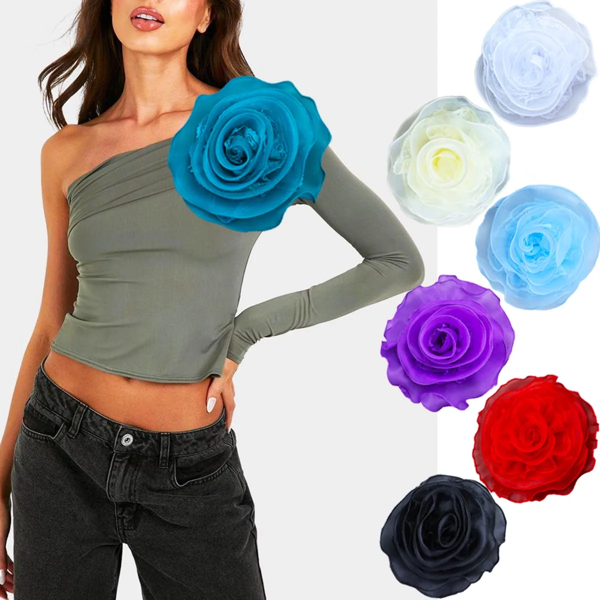 19 cm übertriebene Mesh-Spitze, große Blume, mehrschichtige Trompetenbrosche, elegante Damen, die am Bankett teilnehmen, Hochzeitsaccessoires