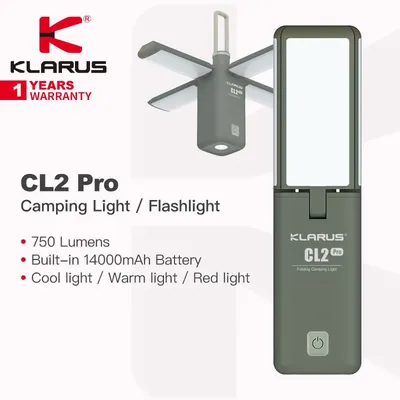Klarus-Lampe de poche de camping multifonctionnelle CL2 PRO batterie aste intégrée 14000mAh 750