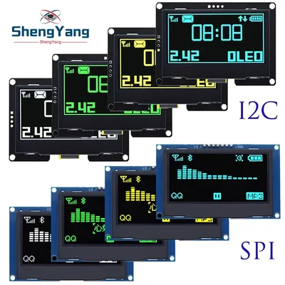 TZT 2.4" 2.42 inch 128x64 OLED LCD Display Module SSD1309 12864 7 Pin SPI/IIC I2C Serial Interface