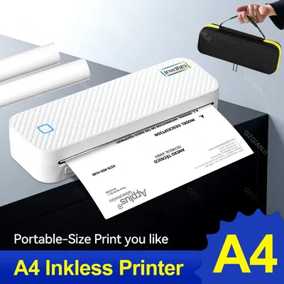 Mini Thermal Printer Bluetooth Portable Wireless A4 Maker with Paper Case for Mobile World PDF