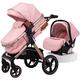 Stroller Baby Stroller for Newborn, 3 in 1 Baby Carriage Stroller Upgraded Infant Single Bassinet Seat Toddler Pram Stroller Luxury Pushchair with Rain Cover, Footmuff, Mosquito Net (Color :