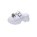 MOEIDO Women's slippers Buckle belt slippers women sandals summer shoes woman flip flops thicken soled slides (Color : White, Size : 4.5)