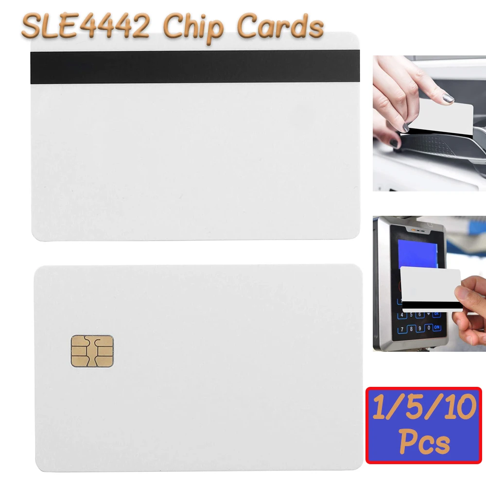 1/5/10 Stück Sle4442 Chip Smart IC leere PVC-Karte mit 2750 OE Hi-Co-Magnetstreifen funktioniert mit allen Standarddrucker-Tintenstrahlkarten Image