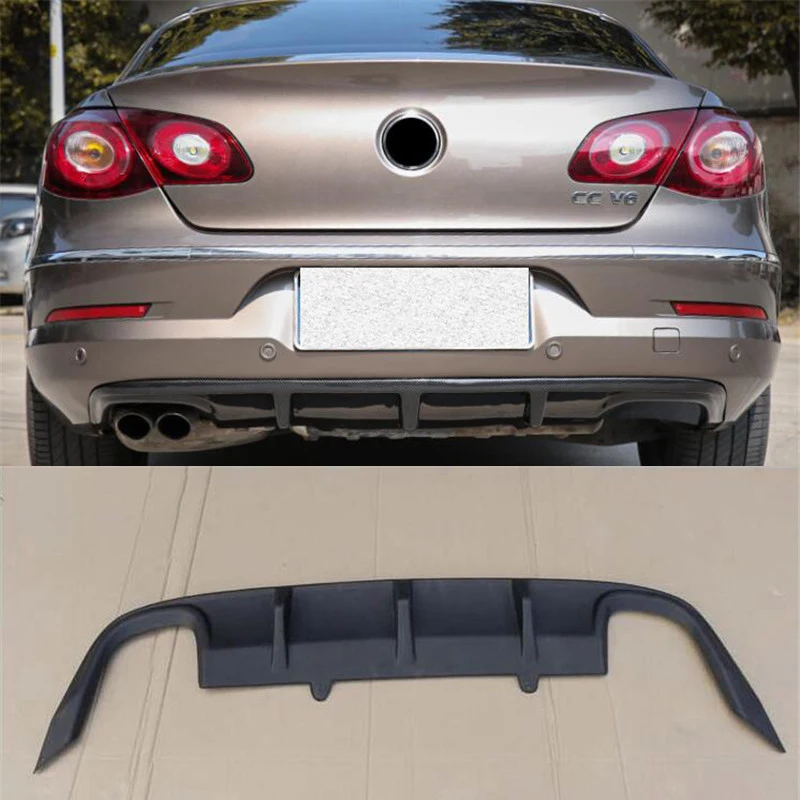 Für Carbon Look Hinten Lip Diffusor Spoiler Volkswagen OLD Passat CC Stoßstange Refit Zubehör Splitter Körper Kit 2009-2012 Image