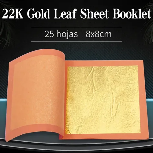 Blattgold echte Goldfolie 25 stücke/pro Broschüre 22k reines Blattgold Blatt 92% Gold 8x8cm für