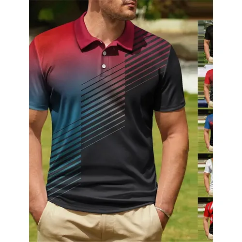 Herren Polos hirt Golf Shirt Farbverlauf Grafik drucke Geometrie Turndown Outdoor Street Kurzarm