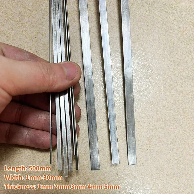 4 pezzi lunghezza 500mm barra quadrata in acciaio inossidabile 304 spessore 1mm 2mm 3mm 4mm 5mm barra piatta in acciaio piccola barra in acciaio servizio personalizzato