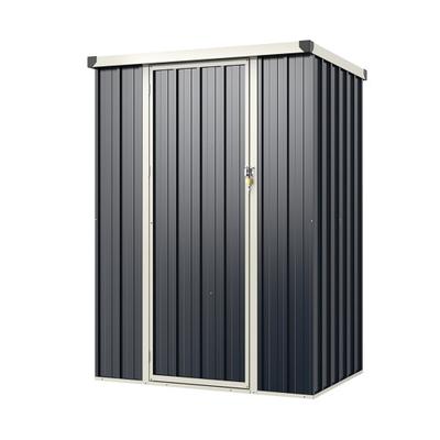 Costway 4 x 3 FT Metal Outdoor Storage Shed with Lockable Door-Gray