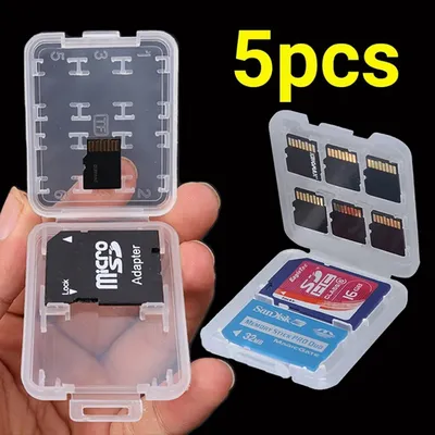 1-5PCS 8 in 1 Protector Holder Plastic Transparent mini For SD SDHC TF MS Memory Card Storage Case