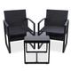 (Black) SA Products 3 Piece Garden Furniture Set - Includes 2 Rocking Garden Chairs with Cushions & Coffee Table - Wicker Rattan Bistro Set, Heavy-Dut