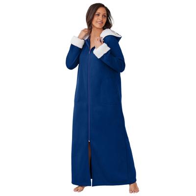Plus Size Women's Sherpa-lined long hooded robe by Dreams & Co.® in Evening Blue (Size 5X)