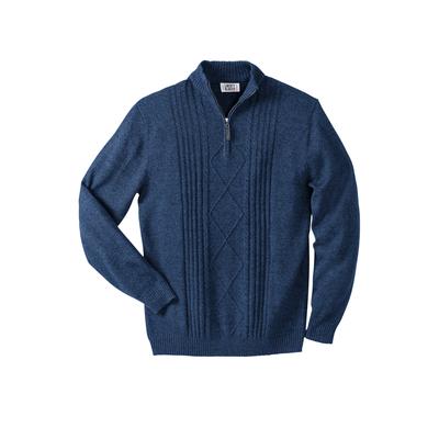 Men's Big & Tall Liberty Blues™ Shoreman's Quarter Zip Cable Knit Sweater by Liberty Blues in Royal Blue Marl (Size 7XL)