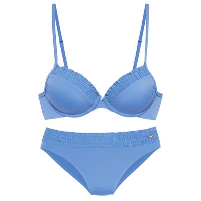 Bügel-Bikini BUFFALO, Damen, Gr. 38, Cup C, blau (jeansblau), Microfaser, Bikini-Sets, mit leichter Wattierung Image