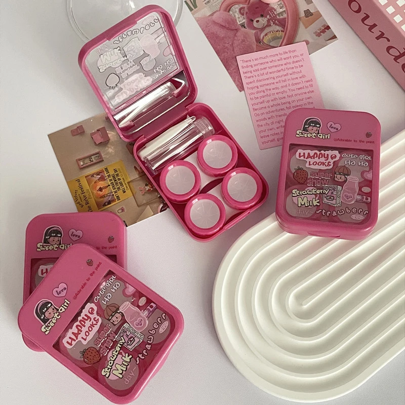 8,1x6x2,2 cm Nette Mini Kontaktlinsen Fall Kit Für Mädchen Reisen Tragbare Kontaktlinsen Box Kontaktlinsen Lagerung Container Image