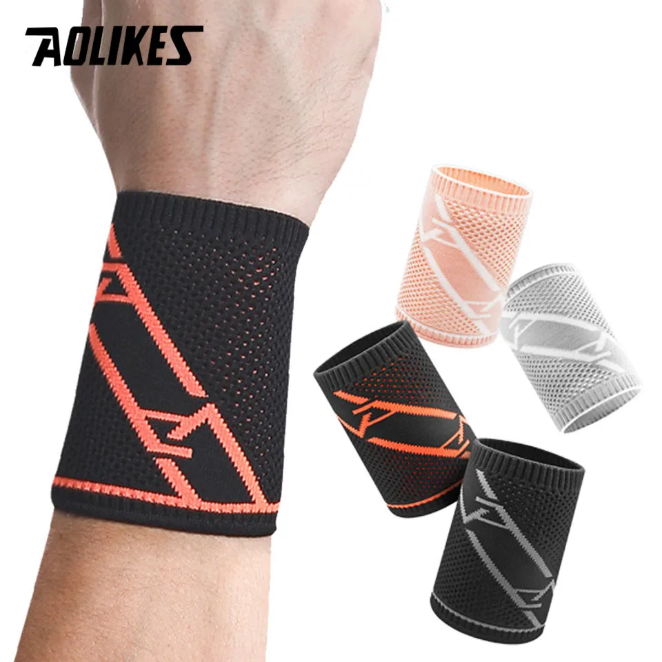 AOLIKES Manchon de soutien de poignet – Attelle de compression en tissu tricoté élastique et respirant – pour le tennis, la salle de sport, le sport et la tendinite