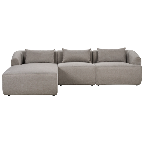 Ecksofa Taupe Stoffbezug L-förmig 3-Sitzer Sofa mit Chaiselongue Rechts Wohnzimmermöbel Modern Wohnzimmer Ausstattung Wohnecke Sitzecke