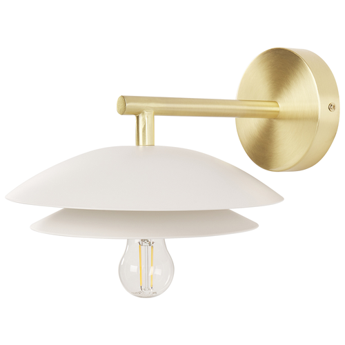Wandleuchte Weiß u. Gold Metall mit Schirm Kegelform 1-Flammig Glühbirnen-Optik Modern Wandlampe Esszimmer Wohnzimmer Schlafzimmer Nachtlampe
