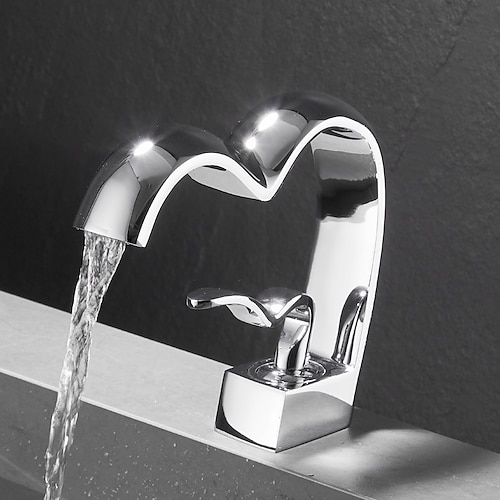 Waschbecken Wasserhahn - Wasserfall Galvanisierung Mittellage Einhand Ein LochBath Taps Image