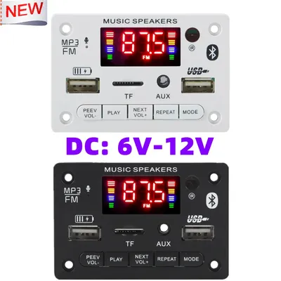 6V 12V Bluetooth 5.0 MP3 Decoding Board Module Wireless Car USB MP3 Player TF Card Slot USB FM with