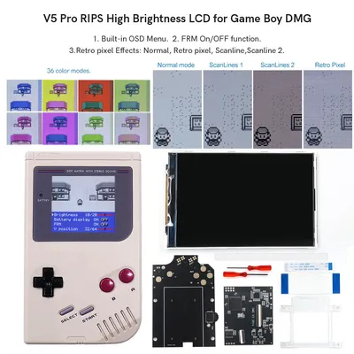2024 HISPEEDIDO IPS For GAMEBOY Replacements Kits LCD Screen GB DMG GBO V5 Pro Version Built in FRM