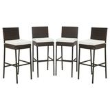 Kepooman Outdoor Bar Stool 4 Pieces Patio Wicker Barstools with Seat Cushion and Footrest-Set of 4