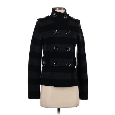 Banana Republic Wool Coat: Black Stripes Jackets & Outerwear - Women's Size Small