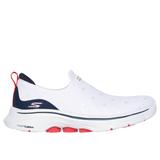 Skechers Women's GO WALK 7 - Darcie Slip-On Shoes | Size 7.5 | White/Navy | Textile/Synthetic | Vegan | Machine Washable
