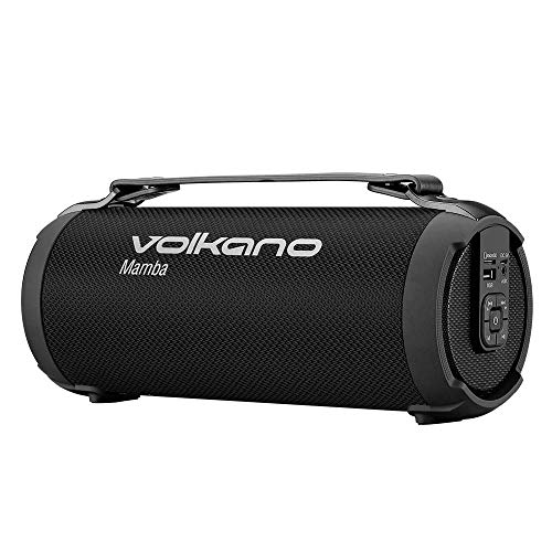 Volkano Mamba Series Bluetooth Speaker | Ultra Portable Bluetooth Speaker Stereo Sound | Hi-Res Audio | 4H Playtime | USB Port/Aux/SD Card | Carry Strap | Wireless Speaker for iPhone, Samsung (Black)