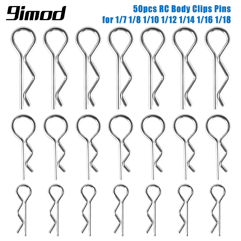 9IMOD 50/100 stücke RC Körper Clips 1/7 1/8 1/10 1/12 1/14 1/16 1/18 Metall R Schnallen Auto Lkw Buggy Shell Pins RC Autos Teile