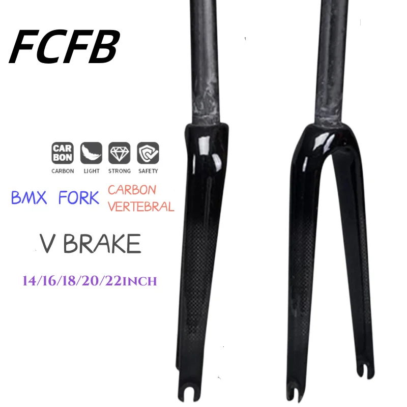 BMX-Gabel, Carbon-Gabel, 14, 16, 18, 20, 22 Zoll, zusammenklappbare BMX-Fahrradgabel, Fahrrad-Vordergabeln, Achsenbreite 74 mm oder 100 mm, V-Bremse Image