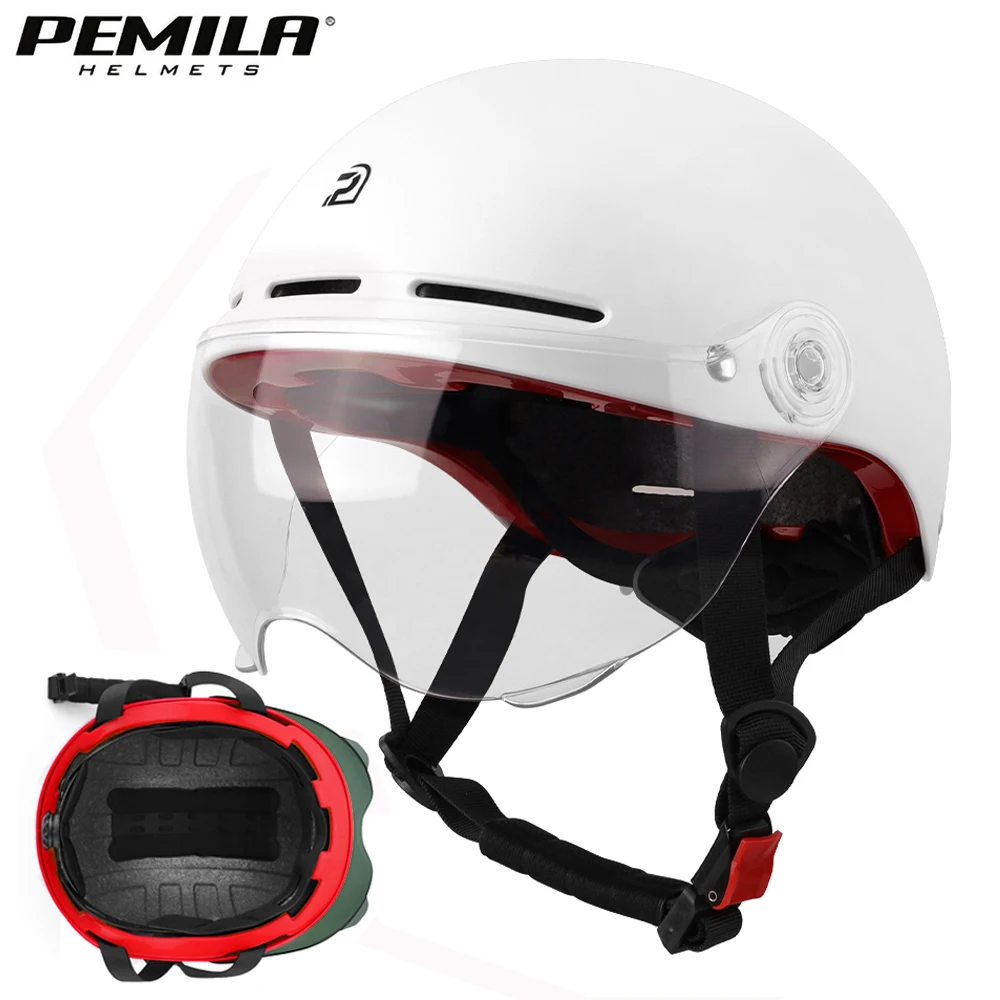 Pemila Fahrrad helm mit Brille Fahrrad helm Full Edge Wrapping Technologie Fahrrad helm Straße MTB E-Bike MTB Fahrrad helm Image