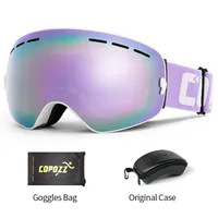 COPOZZ Ski Brille mit Box Fall Ski Maske UV400 Anti-fog Schnee Brille Große Sphärische Skifahren