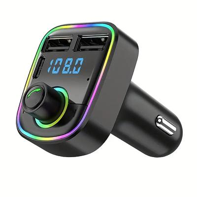 BT Wireless FM Transmitter With Colorful Ambient Lights Handsfree Car Radio Modulator MP3 Player Type C Dual USB Phone Charge Adapter