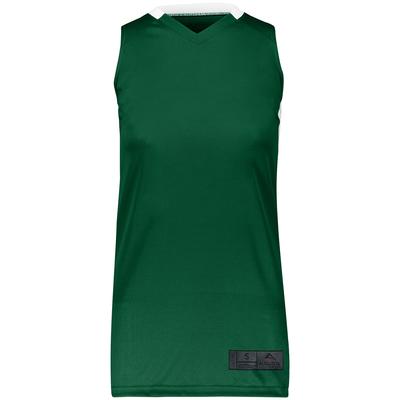 Augusta Sportswear 1732 Athletic Women's Step-Back Basketball Jersey T-Shirt in Dark Green/White size Small | Polyester