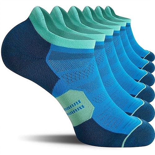 Herren 6 Pack Mehrfachpackungen Socken Ankle Socken Niedrig geschnittene Socken Laufsport Socken Freizeitsocken Schwarz Weiß Farbe Farbblock Sport Natur Täglich Urlaub Grundlegend Mittel Frühling Image