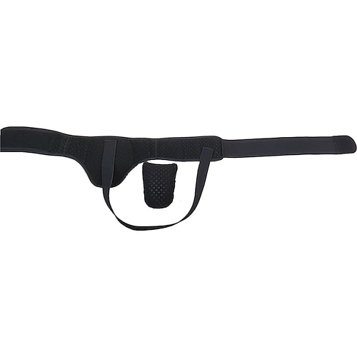 Herniengürtel für Männer und Frauen, linke/rechte Seite, Leistenbruchstütze mit abnehmbaren Kompressionspolstern, schwarz Image