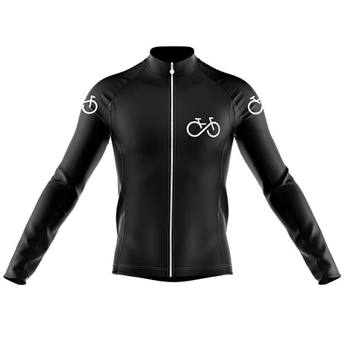 Herren Radtrikot Grafik Langarm Fahhrad Trikot Oberteil mit 3 Gesäßtaschen Mountainbike MTB Straßenradsport Schnelltrocknend Reflektierende Streifen Rückentasche Feuchtigkeitsableitend Sport Schwarz Image
