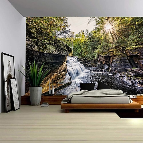 Wasserfall Landschaft Wandteppich Wand Kunst große Wandteppich Wandbild Dekor Fotografie Hintergrund Decke Vorhang Haus Schlafzimmer Wohnzimmer Dekoration Wandtuch XXL Natur Image