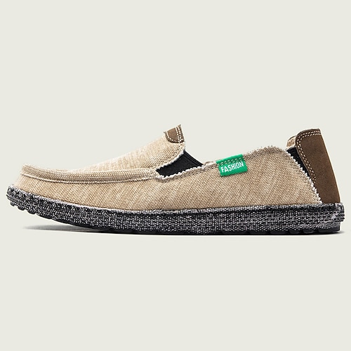 Herren Loafer Slip On Komfort-Müßiggänger Leinwand Komfortabel Rutschfest Halbschuhe Blau Khaki Grau Image
