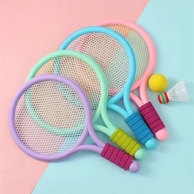 1 Set Beach Tennis Kids Dual Shuttlecock BadmintonTennis Racket Ball Set Outdoor Sports Mini