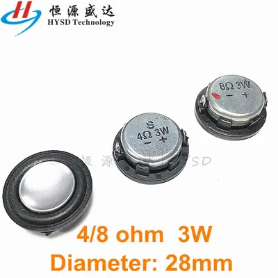 2Pcs 1 Inch Mini Speaker 4 8 Ohm 4R 8R 3W 28MM Full Range Sound Midrange Bass PU Side Speaker