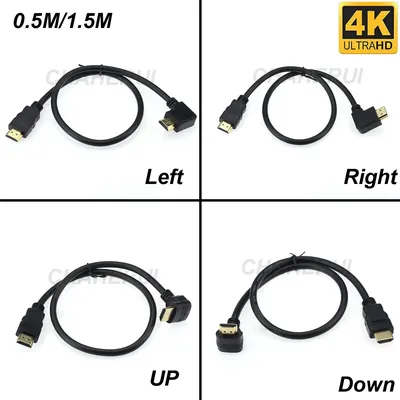0.5/1.5M HDMI TO HDMI Cable MALE HD /Left/Right UP Down 90 Degree Angle High Speed 4K 90 V1.4