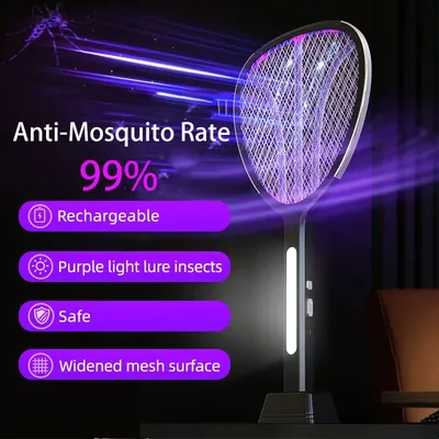 3 In 1 Widening of The Power Grid Electric Mosquito Swatter 3000V C-type Charging Mosquito and Fly