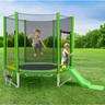 Trampoline pour enfants 293×213×204cm,trampoline de jardin avec toboggan,avec échelle,trampoline