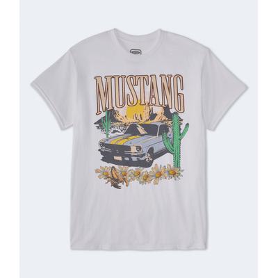 Aeropostale Womens' Ford Mustang Desert Oversized Graphic Tee - White - Size L - Cotton