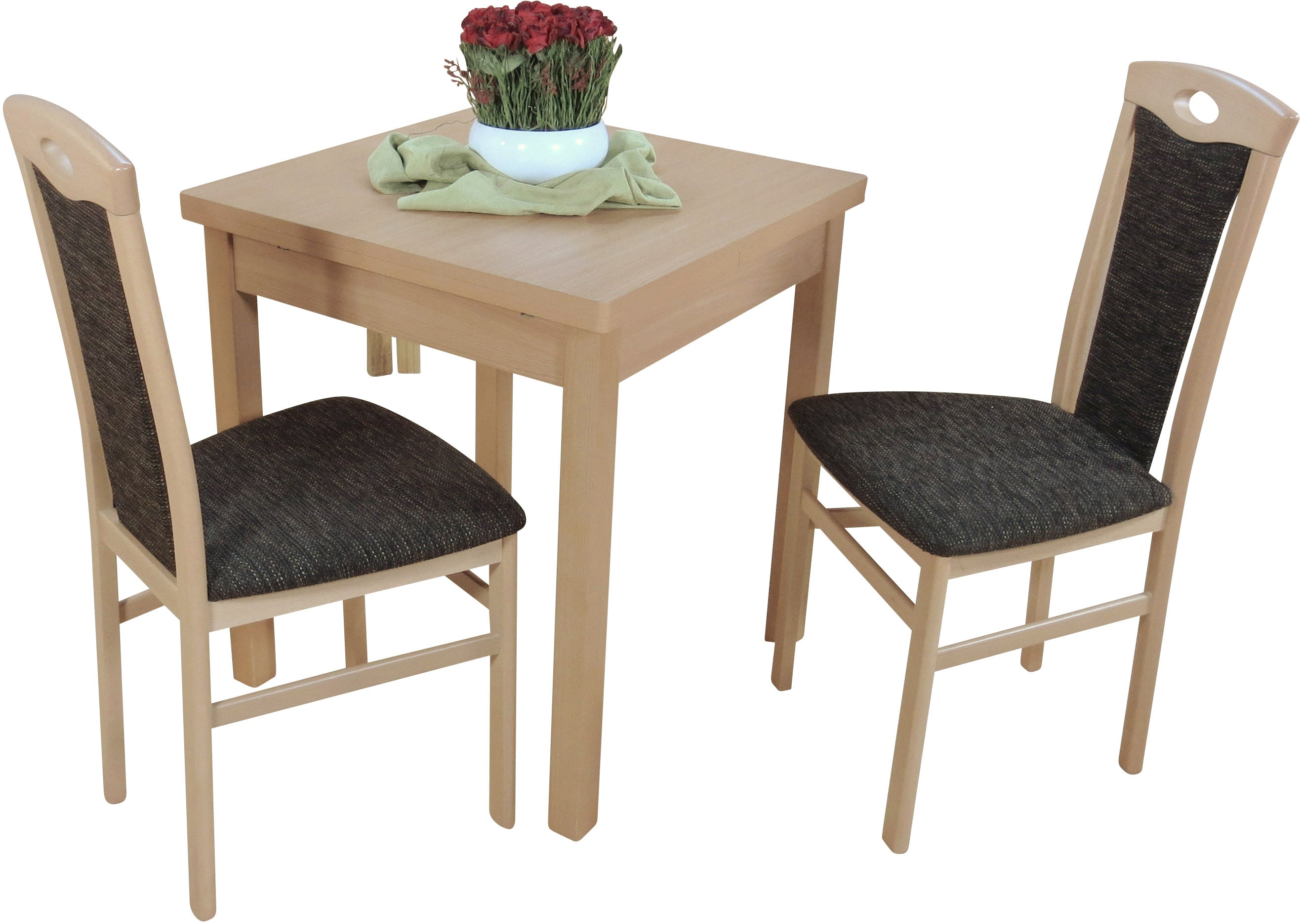 Essgruppe "3tlg. Tischgruppe", braun (schoko, schoko, buche, nachbildung), B:45cm H:95cm T:48cm, FSC-zertifiziertes teilmassives Holz, HOFMANN LIVING AND MORE, Sitzmöbel-Sets, Stühle montiert Image