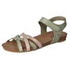 Riemchensandale MUSTANG SHOES, Damen, Gr. 40, grün (oliv, taupe), Lederimitat, klassisch, Schuhe, Sommerschuh, Sandalette, Klettschuh, mit Klettverschluss-Riemchen
