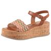 Sandalette TAMARIS, Damen, Gr. 39, braun (braun kombiniert), Kalbsleder, Bast, modisch, Schuhe, Sommerschuh, Sandale, Plateauabsatz mit komfortabler Innensohle