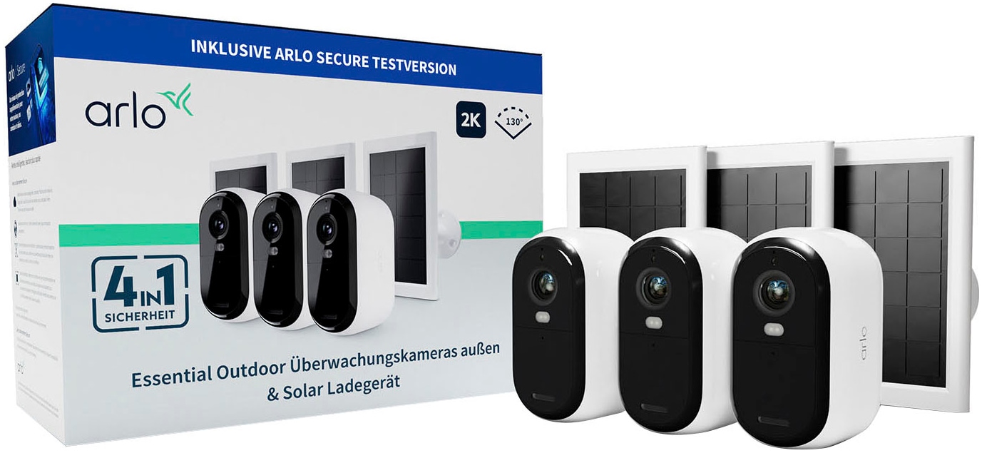 ARLO Smart Home Kamera "2 2K Outdoor Camera 3pack W/3 Solar Panel", weiß, B:5,3cm H:9,33cm T:5,93cm, Überwachungskameras